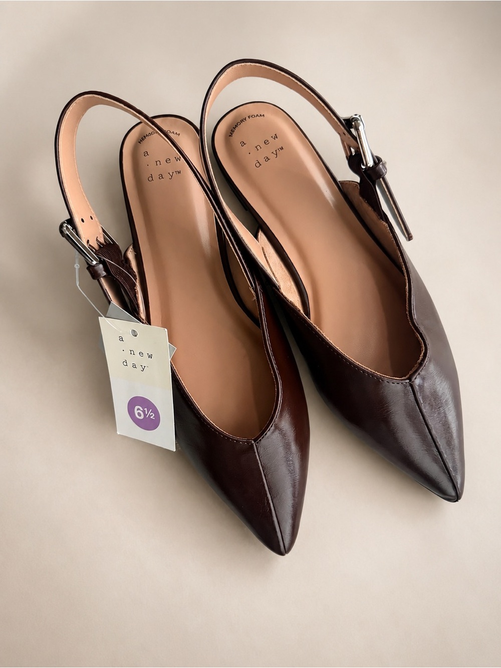 a new day Dark Brown‎ Pointed Slingback Flats